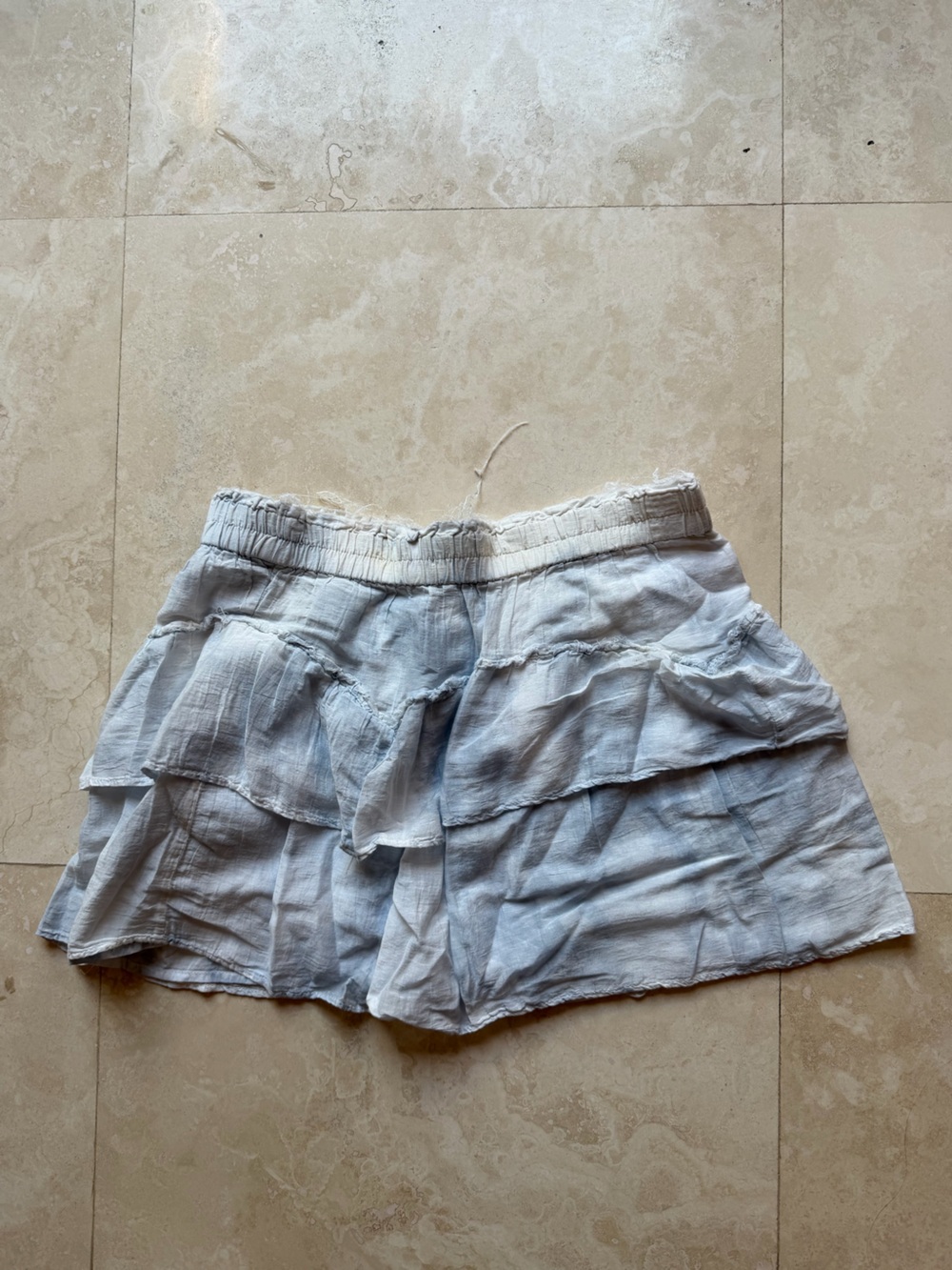 LoveShackFancy Light Blue Layered Ruffle Skirt